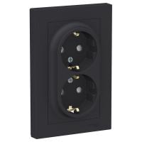 Розетка двухпостовая Schneider Electric AtlasDesign с заземлением с защитными шторками карбон