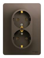 Розетка двухпостовая Schneider Electric Glossa с заземлением в сборе шоколад