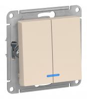 Выключатель 2-кл. Schneider Electric AtlasDesign с подсветкой слоновая кость